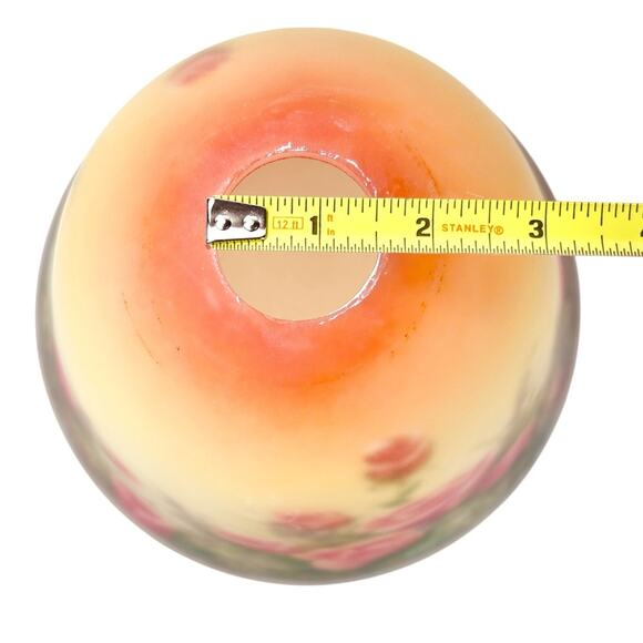 Vtg Reverse Painted Glass Lamp Shade ONLY Bell Shape 10 Inch Roses Floral - Picture 8 of 16